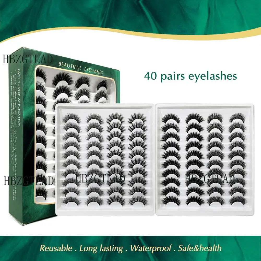 

40 pairs 15-25mm natural false eyelashes fake lashes long makeup 3d mink eyelashes eyelash extension mink eyelashes for beauty
