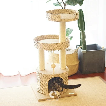 

Catry Carey Small Natural tail Rattan Climbing Shelf Luxury Villa