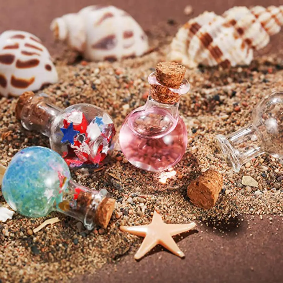 10 Pack Mini Glass Wishing Bottles with Corks