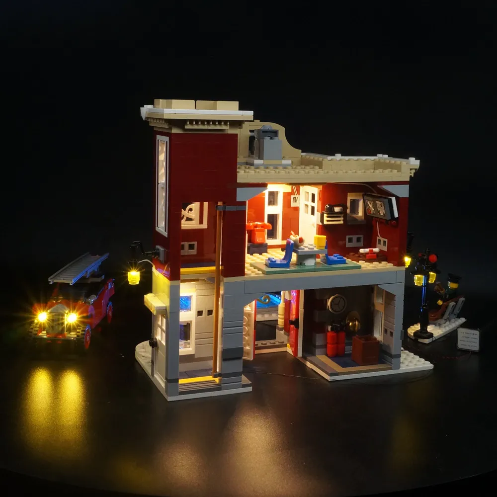 LED Light Set For Christmas Gift 10263 Winter Village Fire Station City Car DIY Toys Gift Blocks Bricks Lighting Kit No Model 3