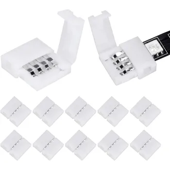 

4-pin Solderless Clip-on Coupler Connector for 5050 RGB LED Strip Light Quick Connector Free Soldering ABS LED Strip Connectors