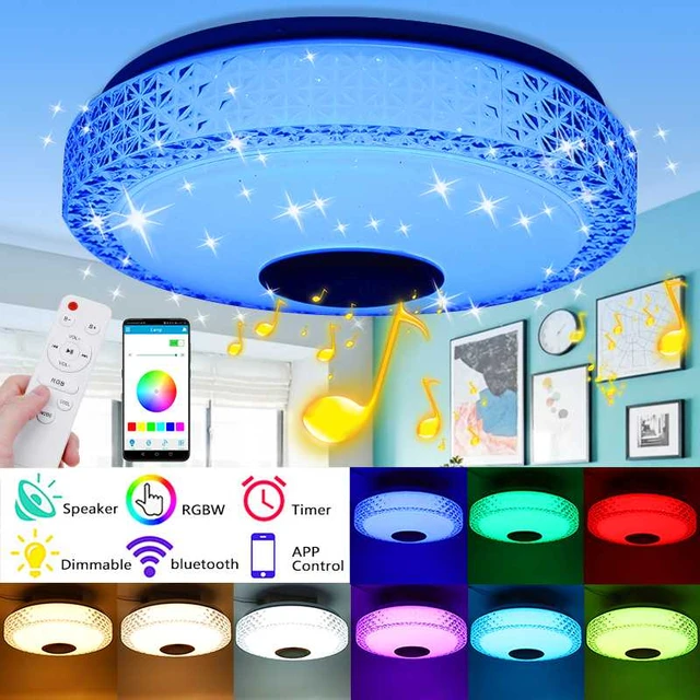 Plafonnier LED RGB au Design Moderne avec Télécommande, Luminaire