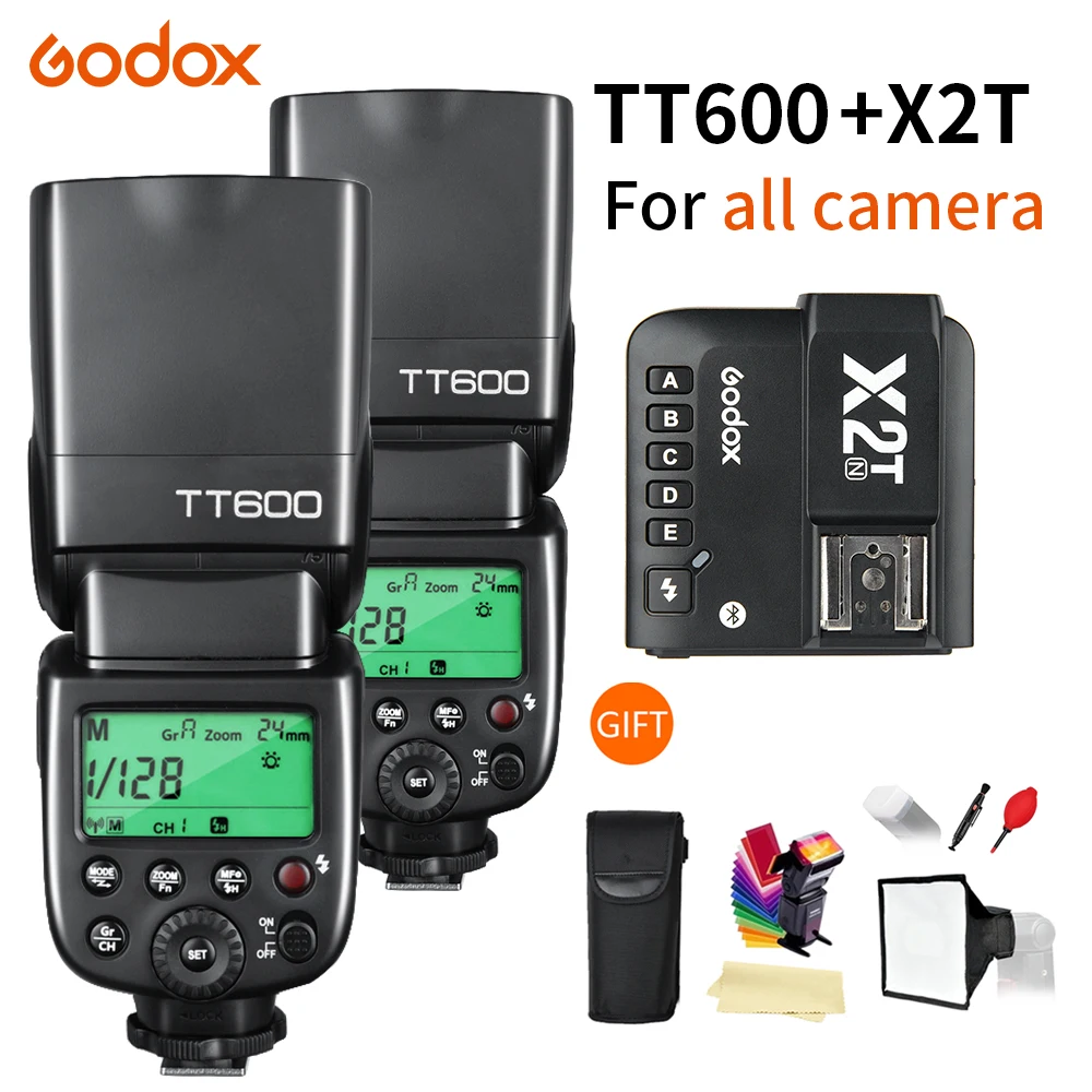 2X Godox TT600 TT600S 2.4G Wireless TTL 1/8000s Flash Speedlite + X2T-C/N/S/F/O/P Trigger for Canon Nikon sony fuji olympus | Электроника