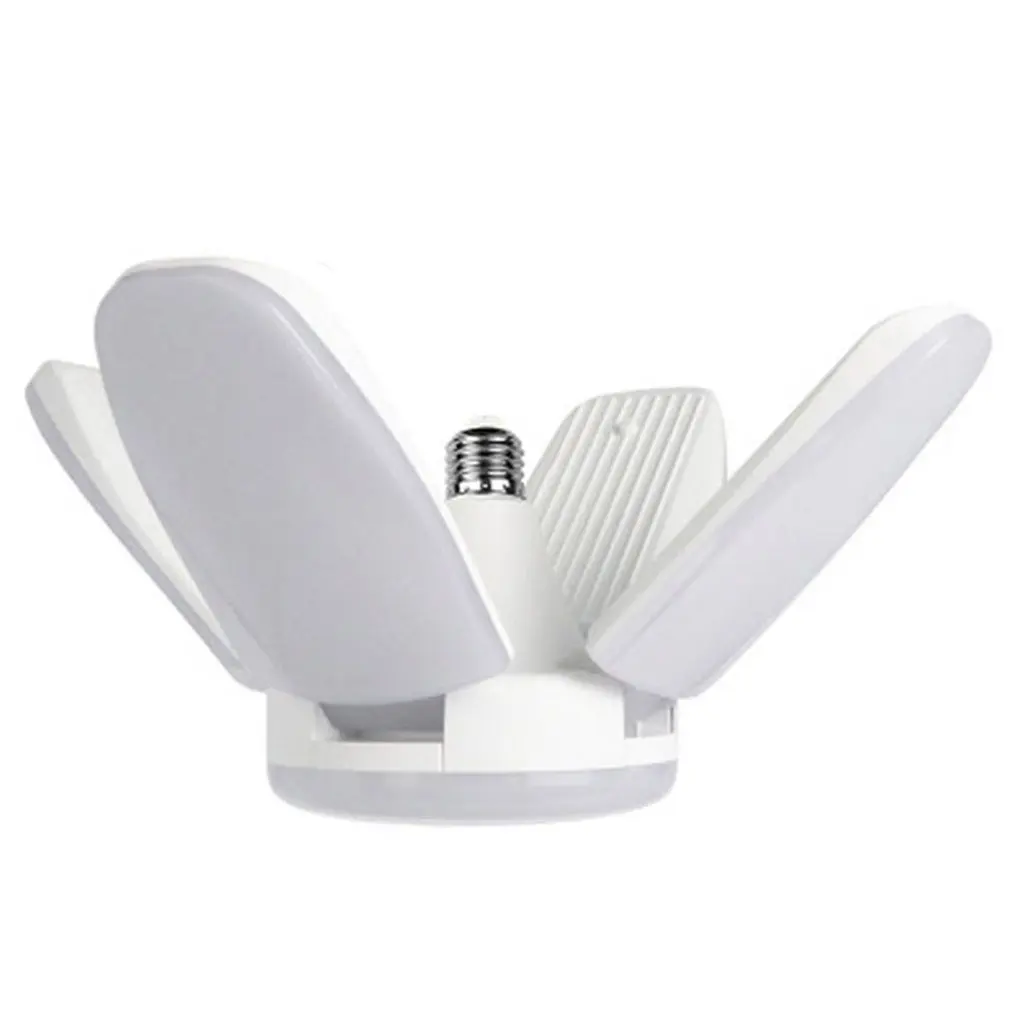 

LED Garage Lights Foldable E27 Bulb 4 Adjustable Fan Blades Deformable Ceiling Lighting 6500K AC85-260V for Workshop Warehouse