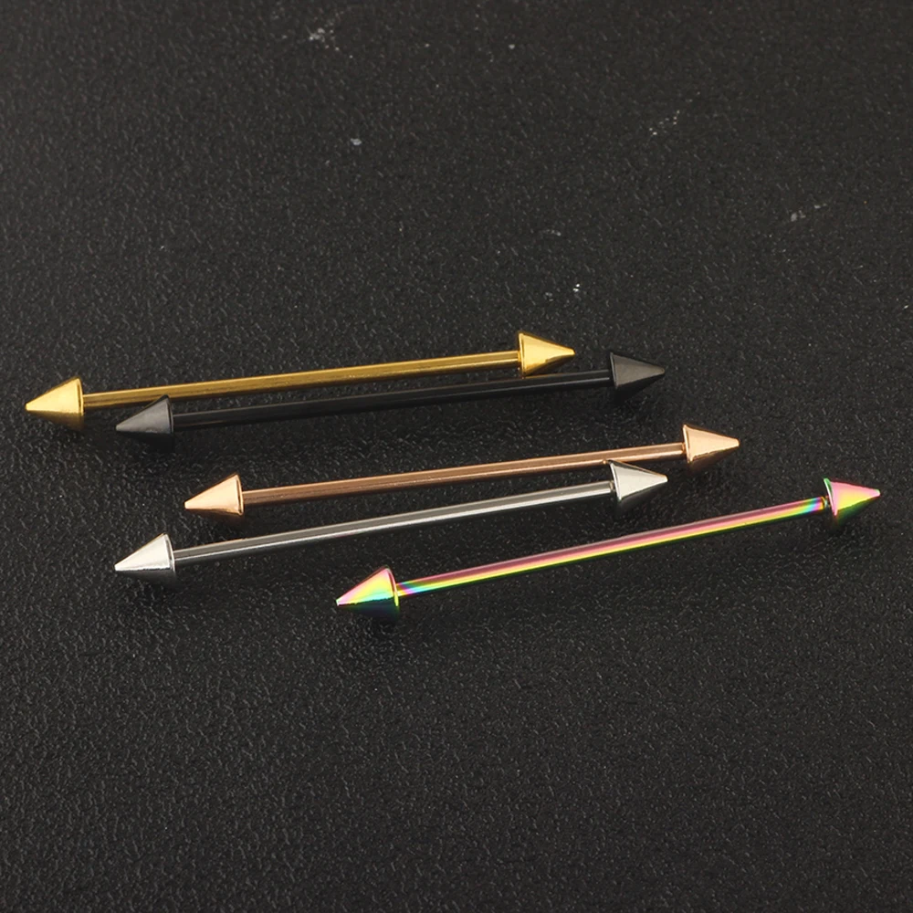 JUNLOWPY 14G Stainless Steel Industrial Barbell Earring Cartilage Body Piercing Jewelry 38mm 1&1/2 Inch Industrial Piercing Bar