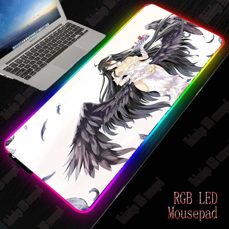 XGZ Overlord Anime Large RGB Gaming Mouse Pad Gamer Keyboard Mousepad LED Light USB Wired Non-Slip Mouse Mice 7 Dazzle Colors