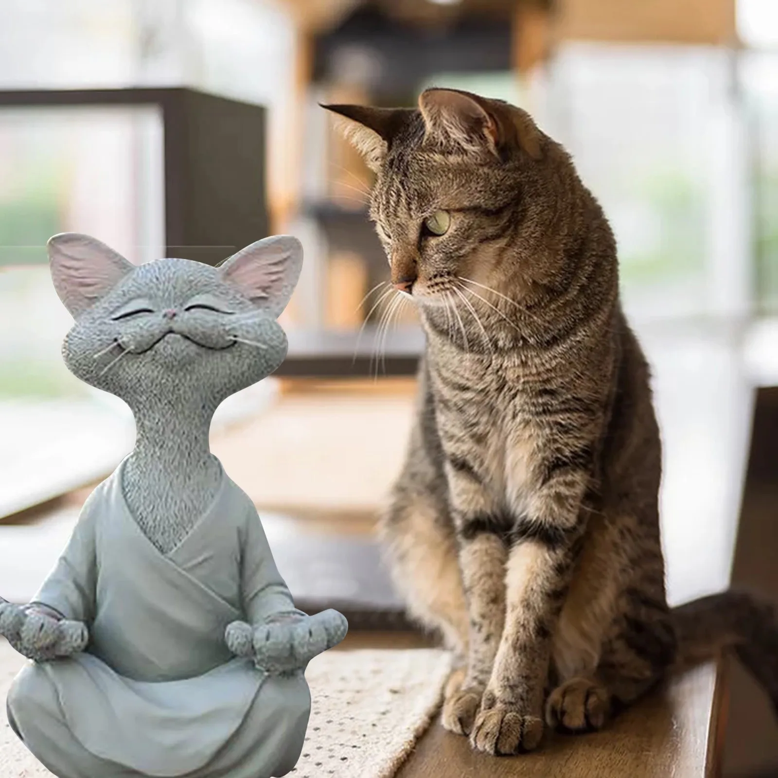 Домашний декор причудливый черный Будда фигурка кошки медитации Йога