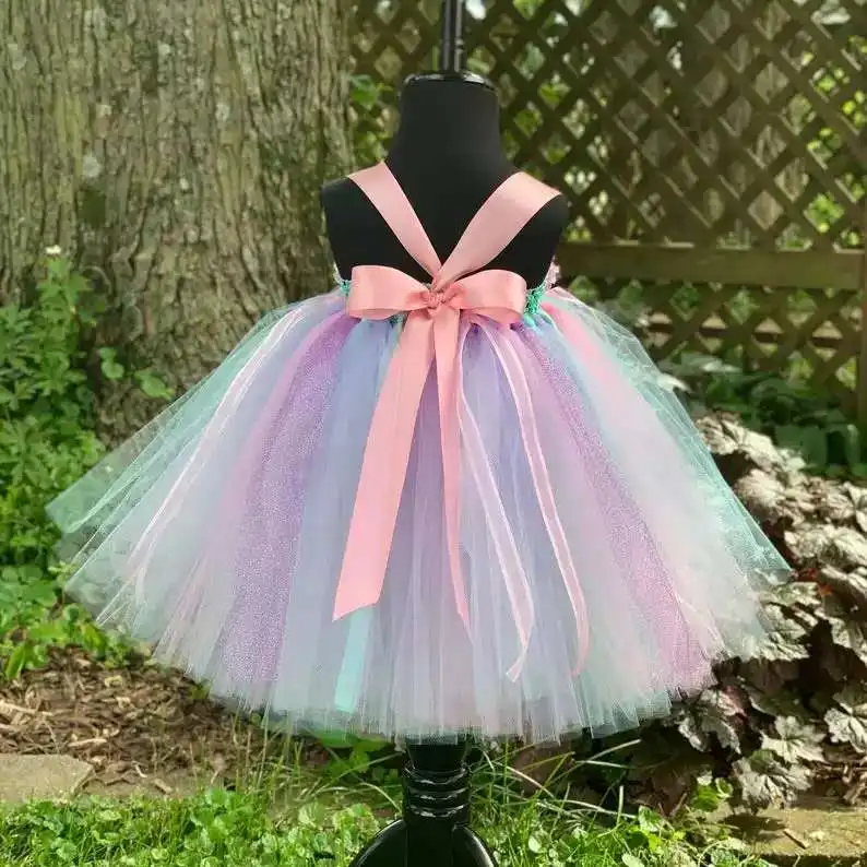 Pastel Arc En Ciel Fleur Princesse Robe Bebe Enfant En Bas Age Arc En Ciel Fleur Robes De Fete De Mariage Enfants Filles Vetements Aliexpress