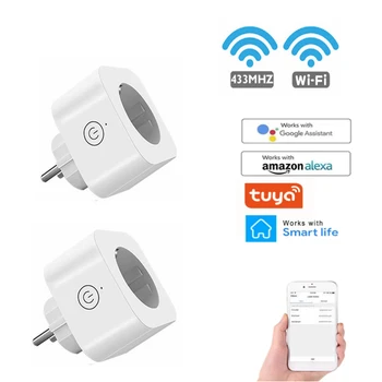 

Smart Plug 16A EU WIFI 433MHZ Two In One Socket With Timing APP Control Compatible Alexa Google Home Mini IFTTT Voice Intelligen