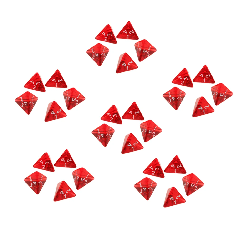 30 Pieces Dices Set D4 for DND Game Polyhedral Solid Metal 20mm