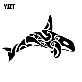 

YJZT 12CM*18.5CM Beautiful Killer Whale Decal Family Car Body Dress Up Car Stickers Black/Silver C30-0197