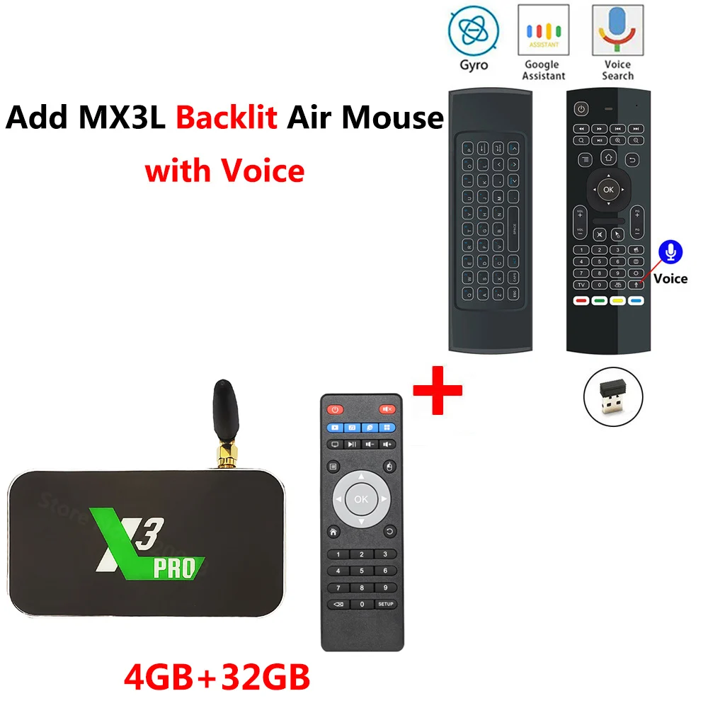 X3 PRO add MX3L mic X3 PRO X3 cube Amlogic S905X3 Android 9,0 tv Box 2 ГБ 4 ГБ DDR4 16 ГБ 32 ГБ rom 2,4G 5G WiFi 1000M LAN Bluetooth 4K HD медиаплеер - Цвет: X3 PRO add MX3L mic