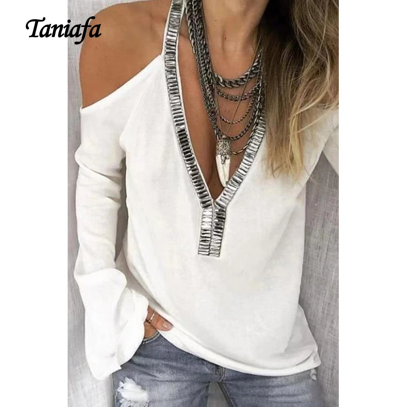 plus size off shoulder sequin top