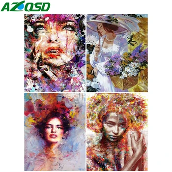 

AZQSD DIY Oil Painting By Numbers Portrait Home Decoration Unframe Coloring By Numbers Girl Acrylic Paint Handmade Gift