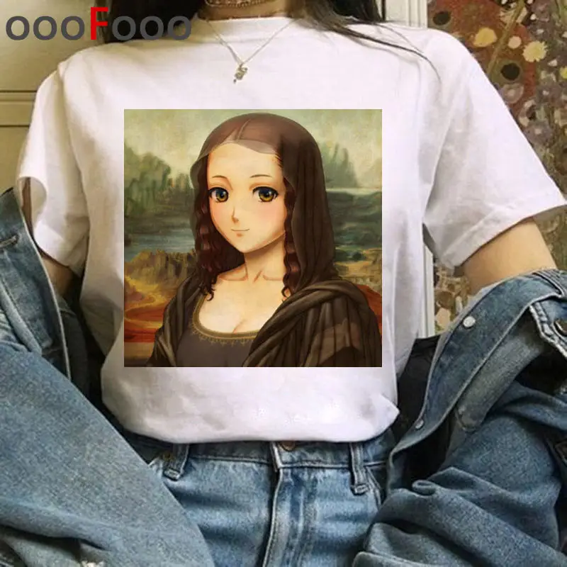 Mona Lisa Aesthetic Harajuku T Shirt Women Grunge Funny Cartoon T-shirt Ullzang Vintage 90s Tshirt New Fashion Top Tees Female