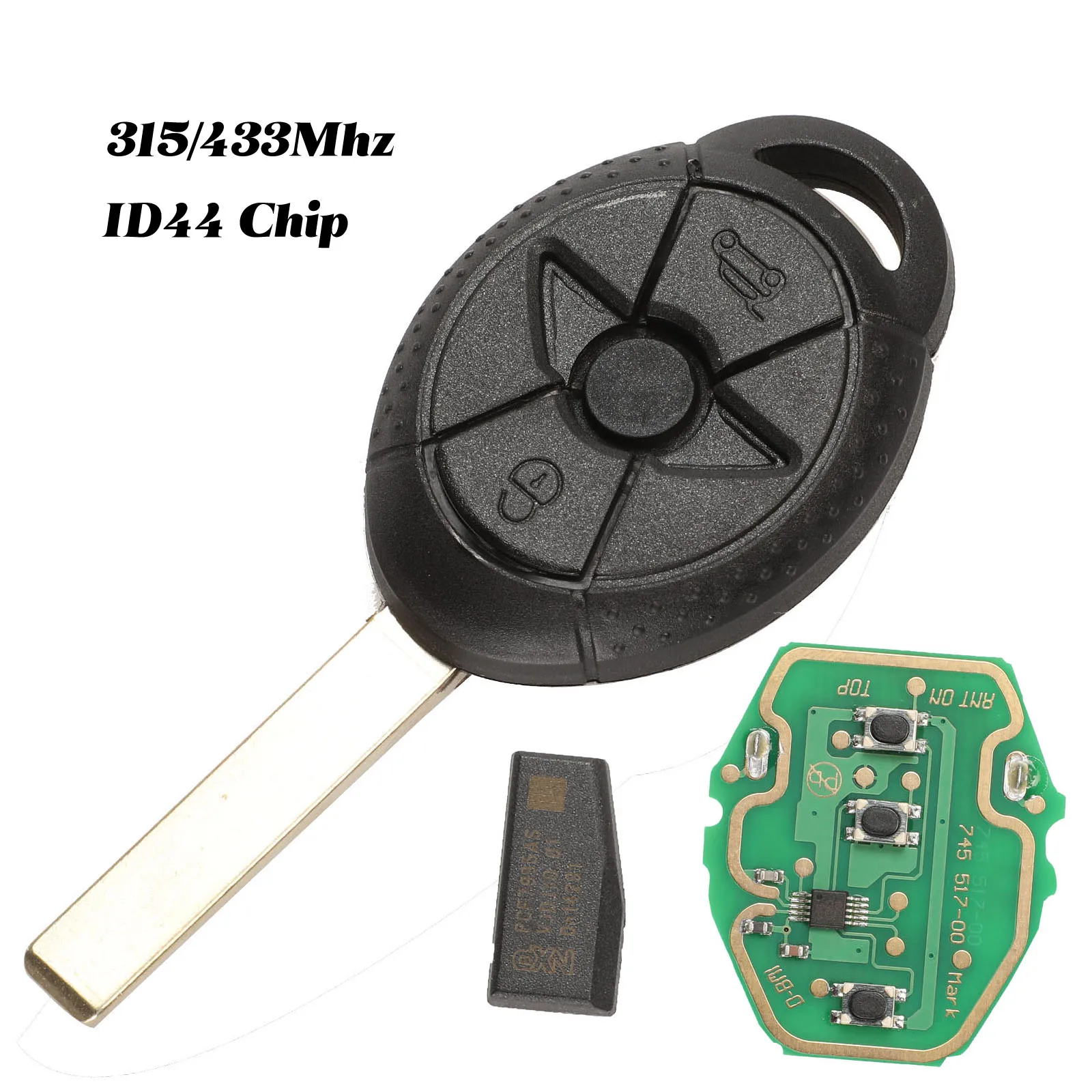 Jingyuqin 3 кнопки дистанционного ключа автомобиля 315Mhz/433MHz ID44 ДЛЯ BMW E46 E39 5 7 серии Z3 и
