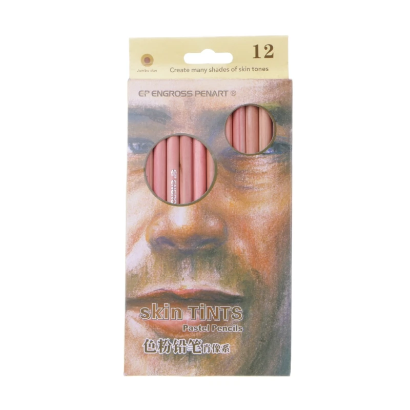 

12Pcs Professional Soft Pastel Pencils Wood Skin Tint Pastel Colored