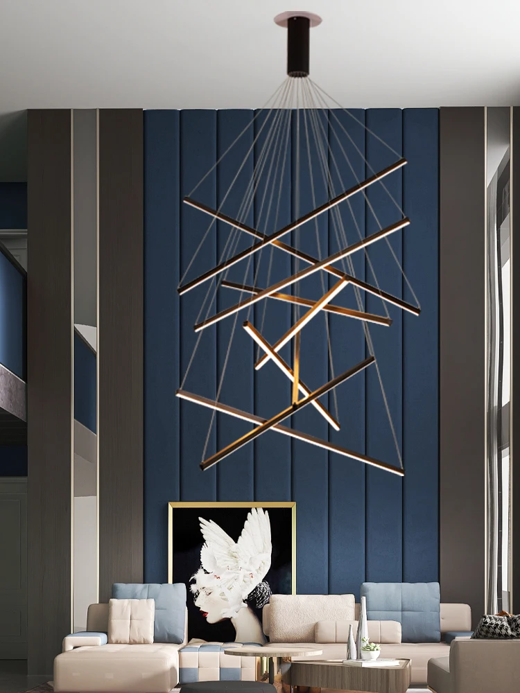 Modern Creative Black Dining Room Chandelier Nordic Interior Lighting Living Room Kitchen Decoration Lamp Staircase Pendant Lamp