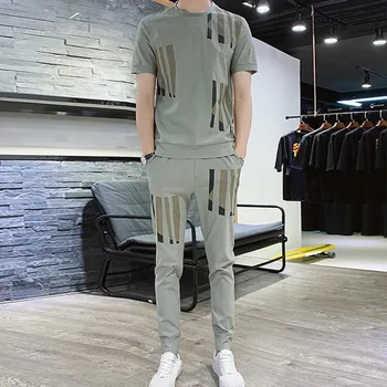

New Fashion Sportsuit and Tee Shirt Set Mens T Shirt Shorts + Pants Men Summer Tracksuit Men Casual Tee Shirts 2020 5.4