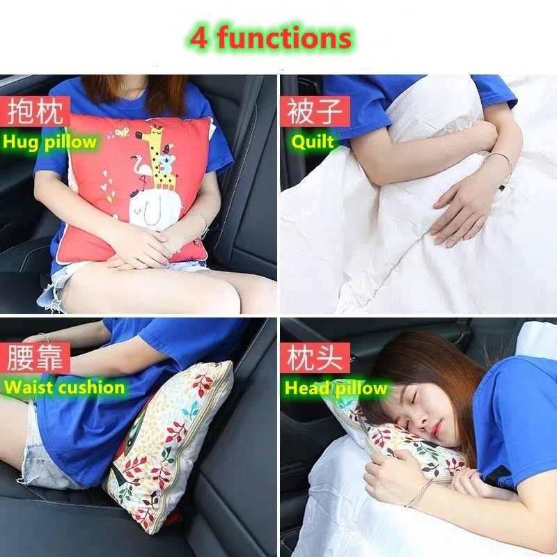 2-in-1 Lumbar Support Pillow with Blanket, for Car, Office