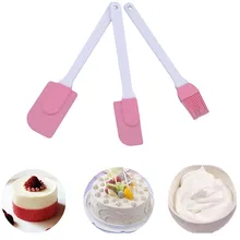 3PCS/Set Baking Tool Scraper Silica Gel Brush Dough Cutter Spatule Silicone Patisserie Three-piece Cake Cream Scraper