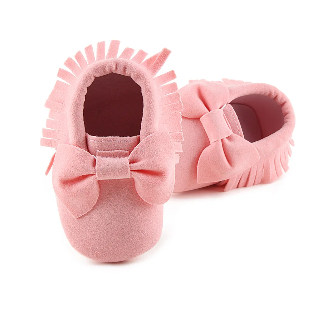 REAKIDS Baby Spring Shoes For Girls And Boys New Bow Knot Tassel Children Walker Shoes Soft Bottom Light Anti Slip Kids Shoes