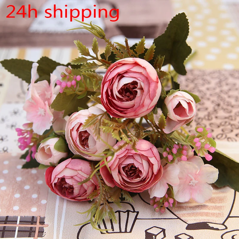 autumn fake tea rose silk flower fall Gerbera Daisy artificial plastic flower for wedding home accessories decoration room decor