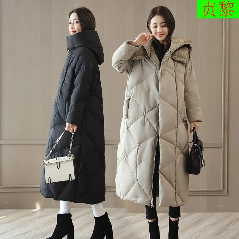 

2018 Winter New Style Korean-style Long Cotton-padded Jacket Women's Exta-long over-the-Knee Long Thick to Ankle down Jacket Cot