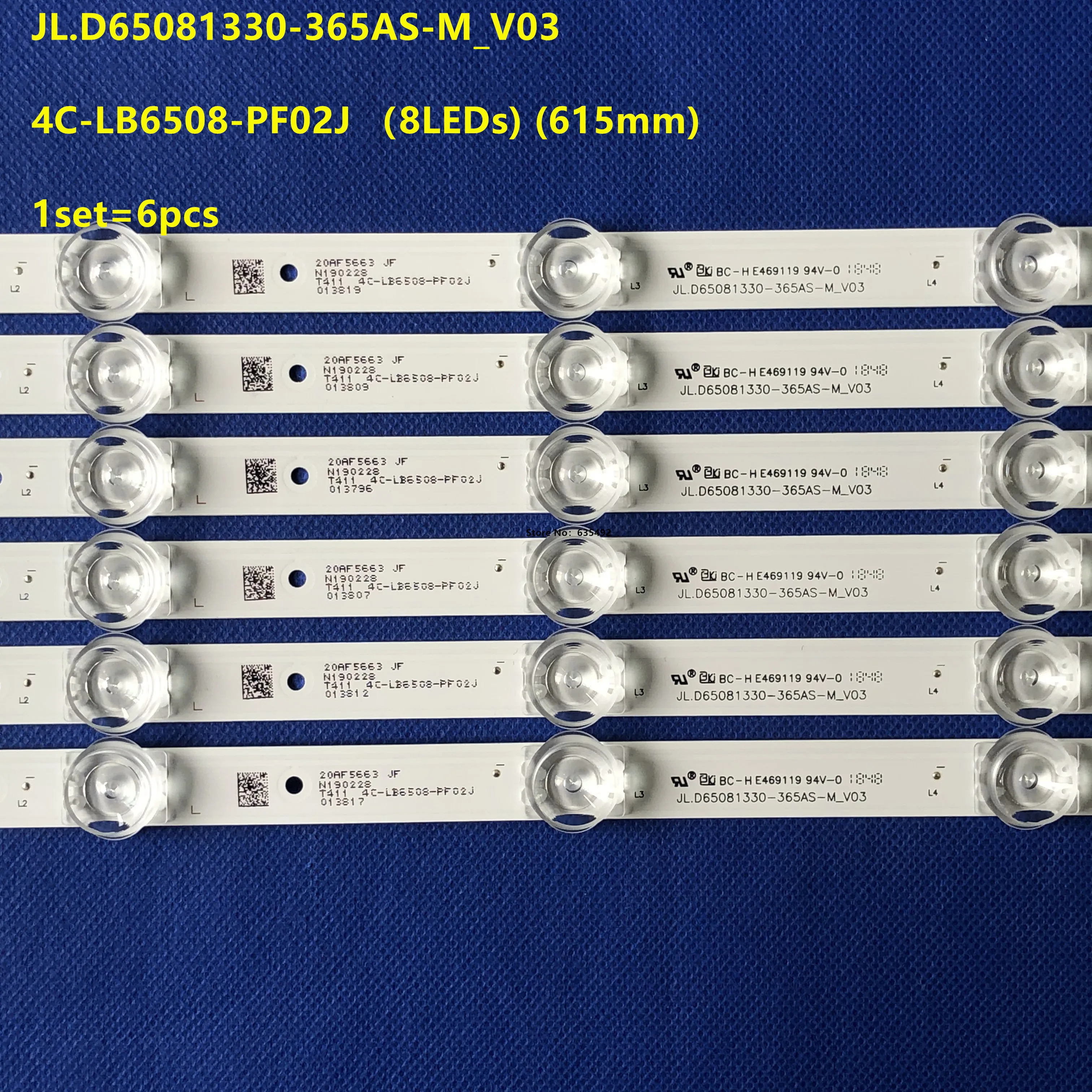 LED Strip 8Lamp For 65" JL.D65081330-365AS-M_V03 65S421LCAA 4C-LB6508-PF02J 65S421 65S425TACA 65S4LEAA 65S425 GIC65LB51_3030F2.1 led strip
