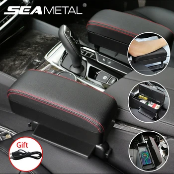 

Car Armrest Car Organizer Storage Stowing Tidaying with Wireless Charging Auto Accessories Arm Rest for Cars 1m USB Line Gift