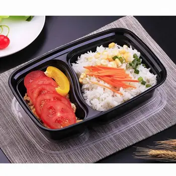 

2 Compartment Meal Prep Containers with Lids Durable BPA Free Plastic Disposable Food Storage Containers Stackable