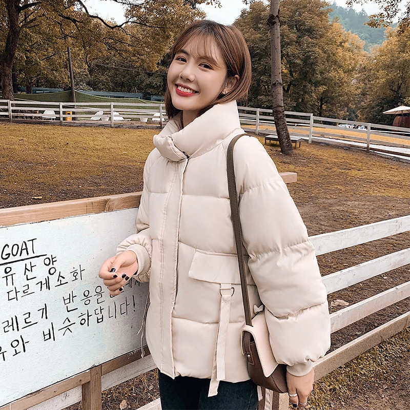 2020 Winter Coat Women Short Style Solid Oversized Womens Jacket Stand Collar Loose Cotton Padded Casual Plus Size Female Parka