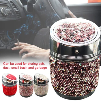

Automotive Interior Universal Desktop Holder Home Smokeless Office Portable Car Ashtray Indoor Durable Rhinestone Decor