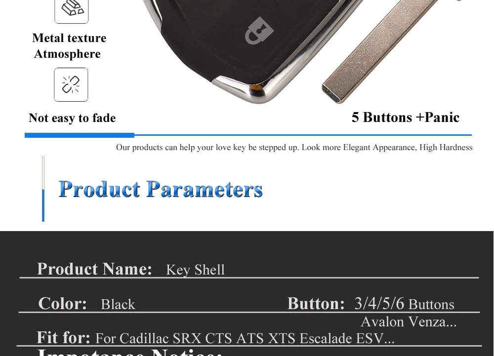 Jinyuqin 3/4/5/6 pulsanti Smart Remote Car Key Shell per Cadillac SRX CTS ATS XTS Escalade ESV Keyless Case FOB sostituzione 11 Jinyuqin 3/4/5/6 pulsanti Smart Remote Car Key Shell per Cadillac SRX CTS ATS XTS Escalade ESV Keyless Case FOB sostituzione - H105fde0feefa448589c5885be343dabbr