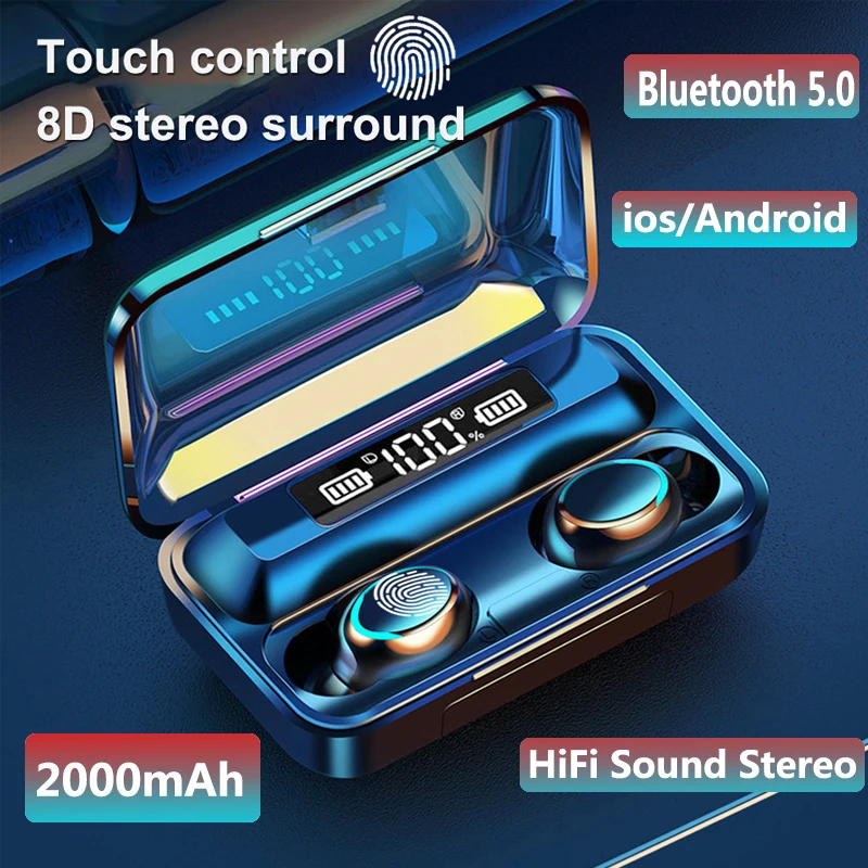 Bluetooth 5,0 наушники F9-5 TWS беспроводные наушники 8D бас стерео наушники в ухо гарнитура с микрофоном зарядный чехол Bluetooth 5,0 наушники F9-5 TWS беспроводные наушники 8D бас стерео наушники в ухо гарнитура с микрофоном зарядный чехол