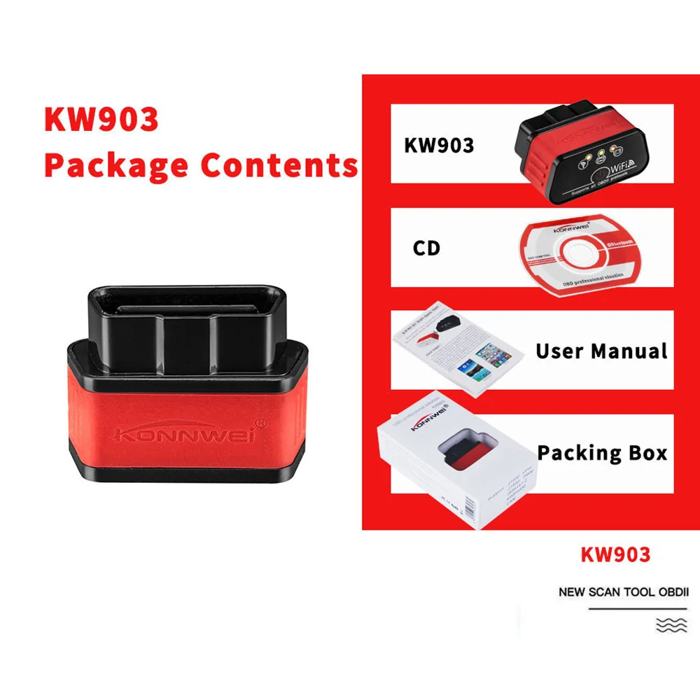 Автомобильный сканер KONNWEI KW903 ELM327 V1.5 Wi Fi OBD II автоматический диагностический