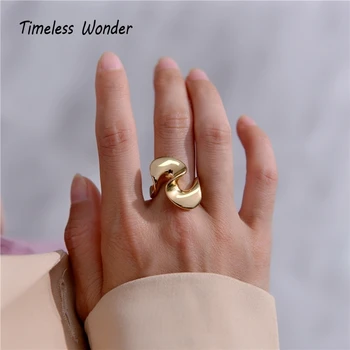 

Timeless Wonder Titanium Geo Twist Solid Band Statement Ring Stainless Steel Jewelry Women Punk Gothic Boho Ins Top Party 6547