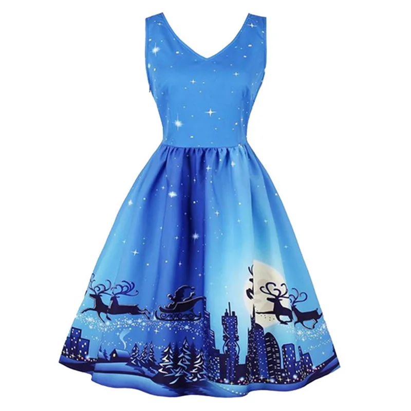 

Women Elegant Christmas Dress Long Sleeve Print Vintage Belt Party Dress Snowflake White Autumn Winter Bodycon Dresses Vestidos