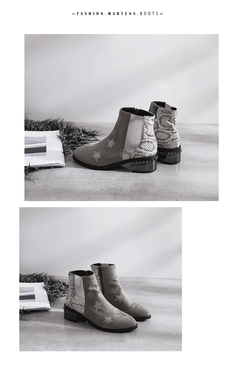 Женские ботинки для отдыха; ботильоны с принтом и острым носком на среднем каблуке в винтажном стиле; зимние ботинки на молнии с квадратным каблуком; большие размеры
