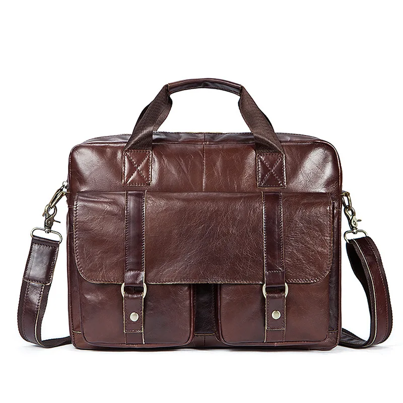 

New Luxury Cow Genuine Leather Business Men's Briefcase Male Briefcase Shoulder Bag Men Messenger Bag Vintage Tote Computer Bag