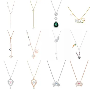 

High quality Swa original crystal emerald rabbit carrot cloud necklace suitable for women to party.