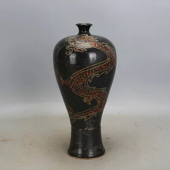 

SONG DYNASTY BLACK GLAZE HANDMADE DRAGON PORCELAIN VASE OLD IMITATION ANTIQUE PORCELAIN ANCIENT ORNAMENTS