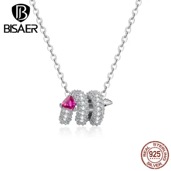 

Snake Shape Necklace BISAER 100% 925 Sterling Silver Snake Collars Cubic Zircon Pendant Necklaces Silver 925Jewelry GAN150