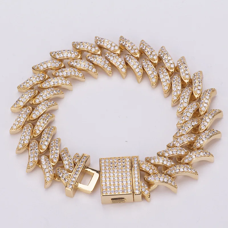 Кубинский браслет 18 мм цепочка и звенья Майами украшение в стиле хип-хоп серебро