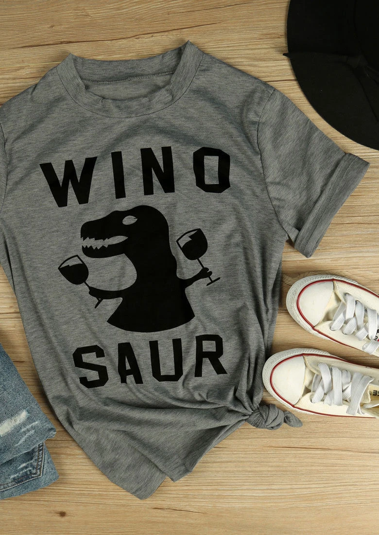 

WINOSAUR WINE T-SHIRT Funny dargon 90s women fashion shirt graphic tees unisex quote grunge aesthetic kawaii tumblr shirt- K189