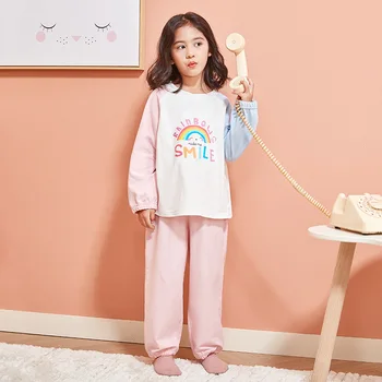 

Lovely Spring Girls Pajamas Sleepwear Pyjamas Kids Cotton Cartoon Nightwear Pijamas Baby Girls Clothes Top+pant 2pcs Sleep Suits