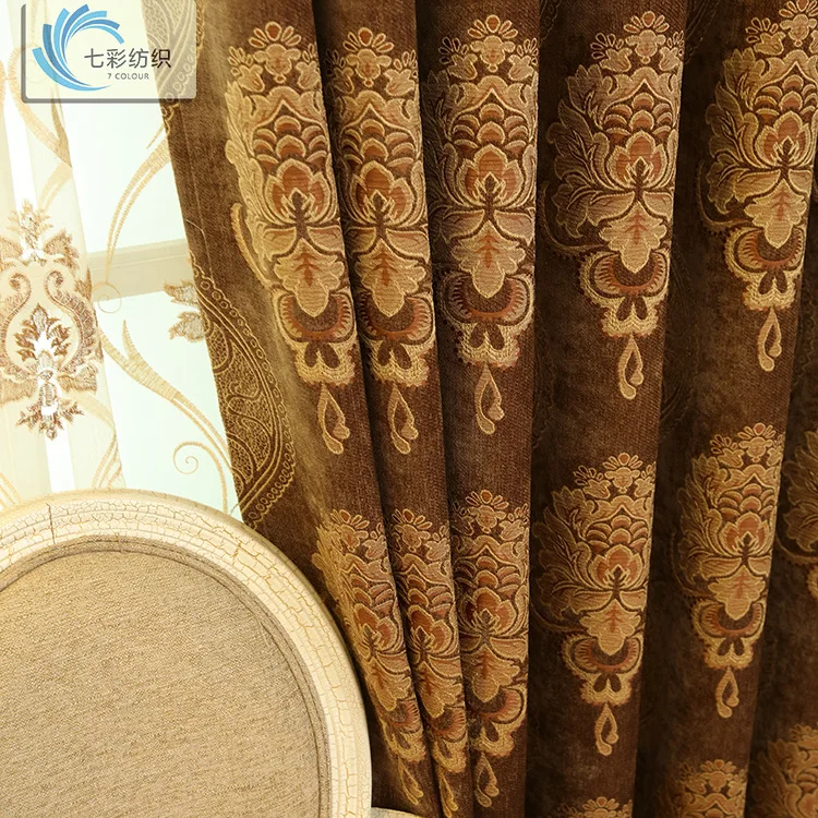 

European Chenille Jacquard Curtain Shading Project Curtain Embroidered Curtain Curtain for Living Room