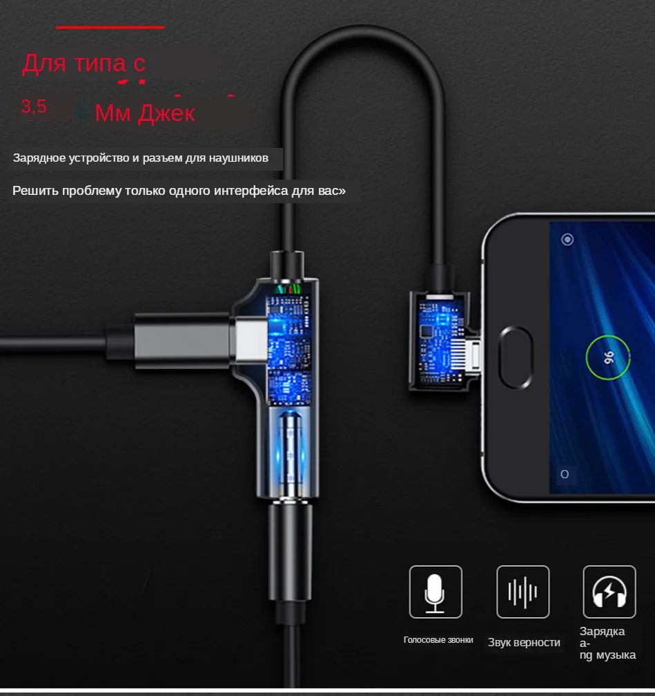 !ACCEZZ 2 In 1 Audio&Charging Hearphone Adapter Connerter Cable For Xiaomi Mi 6 USB Type C To 3.5mm Jack Aux Splitter Converter (3)