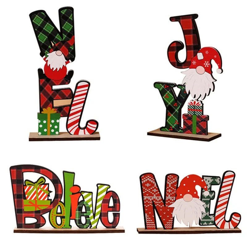 4Pcs Unique Christmas Ornaments Durable Decors Desktop Adornments New Year Wood Craft Xmas Tree Ornament | Дом и сад