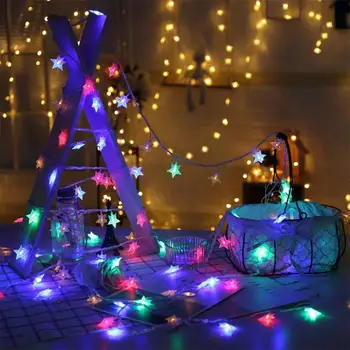 

New Year Christmas Party Decor Warm White Colorful 20LED Indoor Decor String Star Fairy Lights Party Holiday garland led lamp